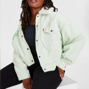 Levis Trendy Plus Size Faux-Sherpa Trucker Jacket  B Meadow Mist 2X